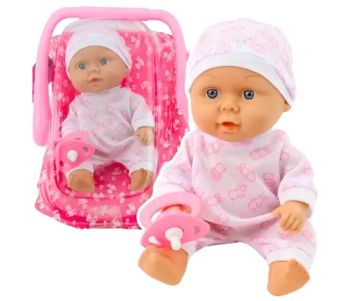 Baby Doll in Carrier Pajamas Cap Pacifier Pink Baby Doll in Carrier Pajamas Cap Pacifier Pink
