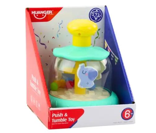 Carousel Spinning Top With Balls And Animals Hippopotamus Lion Monkey Green