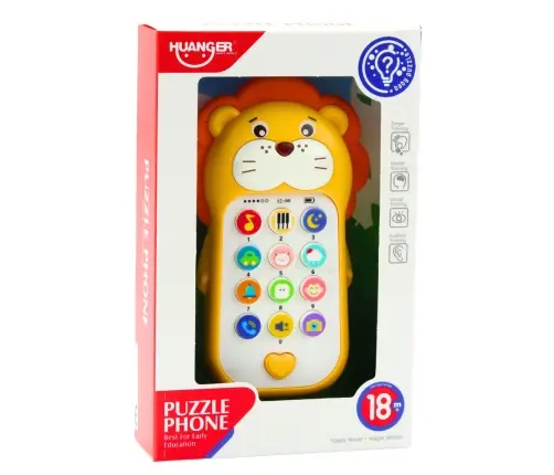 Interactive Educational Phone for Toddlers Sounds Melodies Yellow Lion