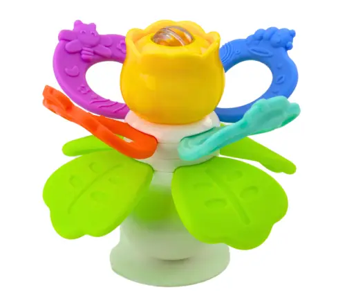 Sensory Toy Flower Rotating With Teethers and Suction Cup