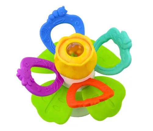 Sensory Toy Flower Rotating With Teethers and Suction Cup