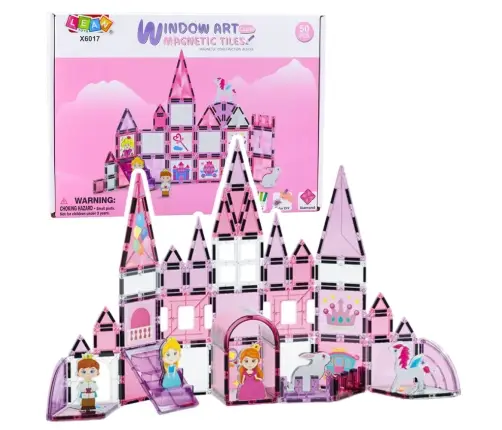 Magnetic Windows Blocks for Girls Pink 50 pcs.