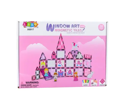 Magnetic Windows Blocks for Girls Pink 50 pcs.