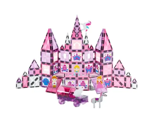 Magnetic Blocks Stained Glass Windows For Painting Pink Markers 126 pcs.