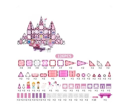 Magnetic Blocks Stained Glass Windows For Painting Pink Markers 126 pcs.