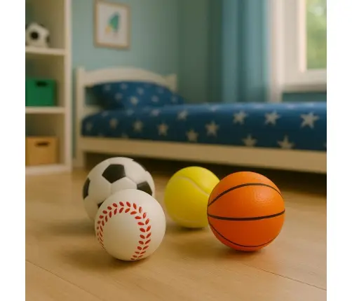 Set of Foam Sports Balls for Bouncing and Throwing 6cm 4 pcs.
