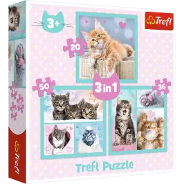 Puzzle - "3 in 1" - Cute animals Trefl 34862 Puzzle - "3 in 1" - Cute animals Trefl 34862