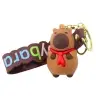 Keychain Capybara Figurine With Red Scarf Pendant Carabiner Ring