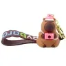 Keychain Capybara Figurine With Camera and Hat Pendant Carabiner Ring