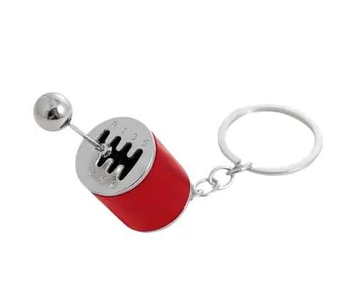 Metal Keychain Moving Gearbox Red