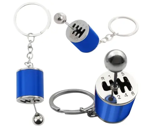 Metal Keychain Moving Gearbox Blue
