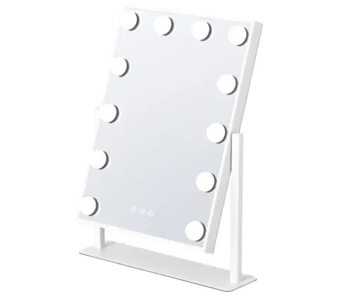 Hollywood Mirror with LED Lighting 12 Bulbs 3 Lighting Modes White
