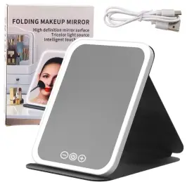 LED Mirror Case with Stand 3 Lighting Modes Brightness Adjustment 18.5cm LED Mirror Case with Stand 3 Lighting Modes Brightness Adjustment 18.5cm