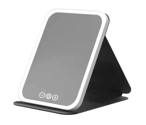 LED Mirror Case with Stand 3 Lighting Modes Brightness Adjustment 18.5cm