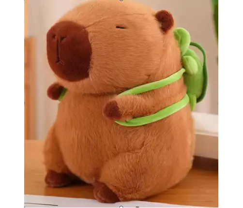 Plush Capybara Plush Toy with Green Backpack 26cm