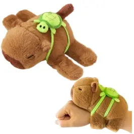 Plush Capybara with Turtle Wristband 2in1 Brown 18cm