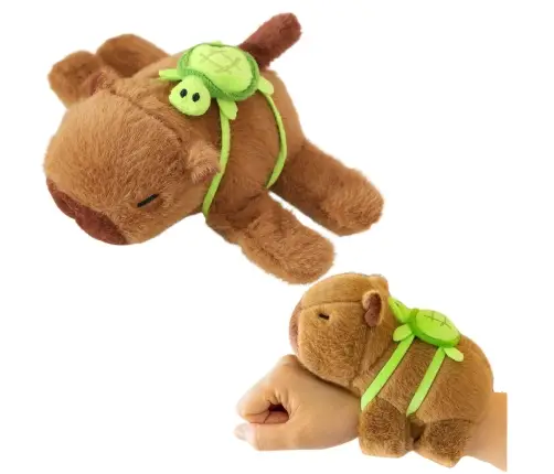 Plush Capybara with Turtle Wristband 2in1 Brown 18cm
