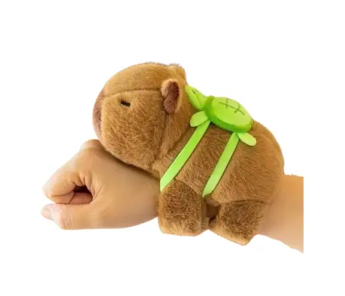 Plush Capybara with Turtle Wristband 2in1 Brown 18cm