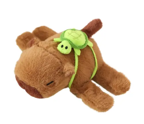 Plush Capybara with Turtle Wristband 2in1 Brown 18cm