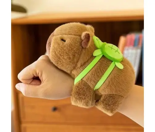 Plush Capybara with Turtle Wristband 2in1 Brown 18cm