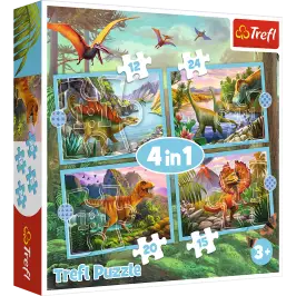 Puzzle – 4-in-1 – Extraordinary Dinosaurs – Trefl 34609 Puzzle – 4-in-1 – Extraordinary Dinosaurs – Trefl 34609