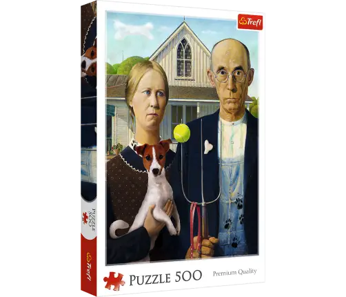 Puzzle - 500 - American Gothic: Dog Edition Trefl 37526 Puzzle - 500 - American Gothic: Dog Edition Trefl 37526