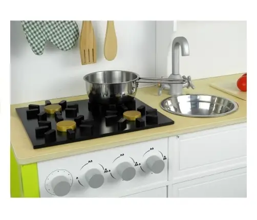 Wooden Kitchen with an Oven and Accessories Green-White Wooden Kitchen with an Oven and Accessories Green-White