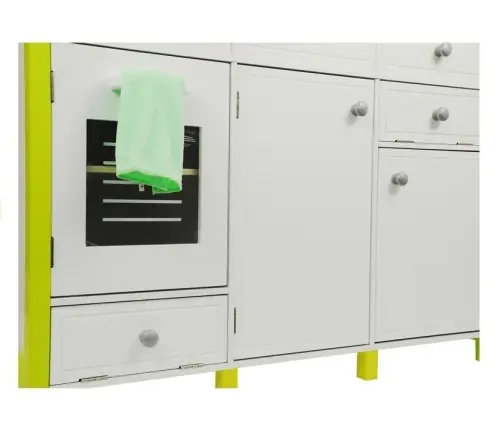 Wooden Kitchen with an Oven and Accessories Green-White Wooden Kitchen with an Oven and Accessories Green-White