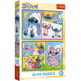 Puzzle 2x70 There's no boredom with Stitch Disney Lilo Stitch Trefl 34444