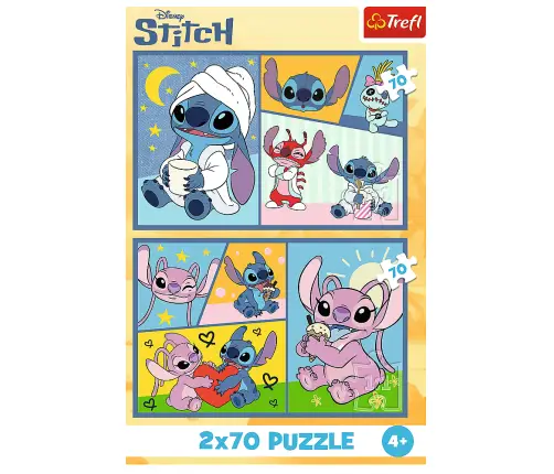 Puzzle 2x70 There's no boredom with Stitch Disney Lilo Stitch Trefl 34444
