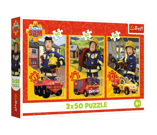 Puzzle - 3x50 - Fireman Sam Fire Station Crew Trefl 34880