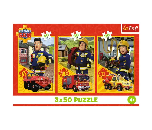 Puzzle - 3x50 - Fireman Sam Fire Station Crew Trefl 34880