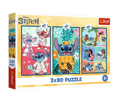 Puzzle - 3x80 - Stitch World Trefl 34885