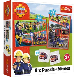 Puzzle - 2in1 + memos - Fireman Sam's Team Trefl 93334