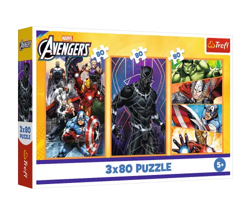 Puzzle - 3x80 - Days full of action - Disney Marvel The Avengers Trefl 34883
