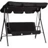 Three-person Garden Swing Rocking Cushions Mattress Black
