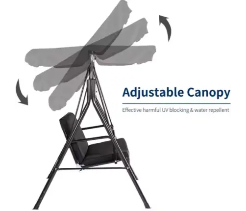 Three-person Garden Swing Rocking Cushions Mattress Black