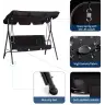 Three-person Garden Swing Rocking Cushions Mattress Black