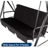 Three-person Garden Swing Rocking Cushions Mattress Black