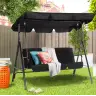 Three-person Garden Swing Rocking Cushions Mattress Black