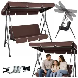Three-person Garden Swing Rocking Cushions Mattress Brown
