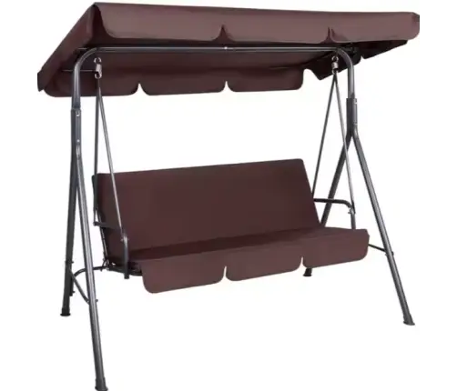 Three-person Garden Swing Rocking Cushions Mattress Brown
