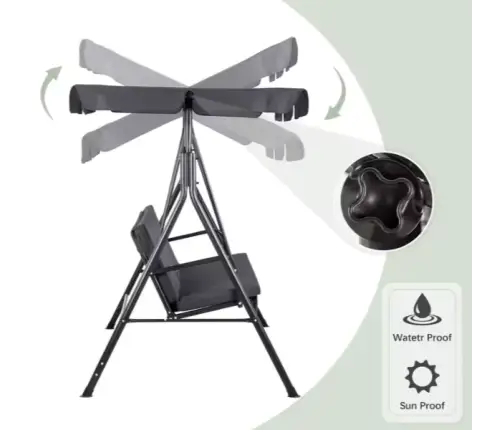 Three-person Garden Swing Rocking Cushions Mattress Gray