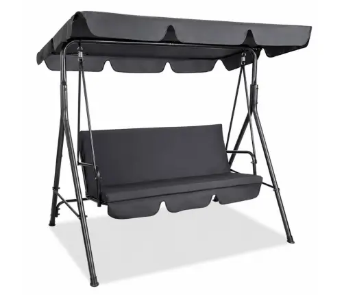 Three-person Garden Swing Rocking Cushions Mattress Gray