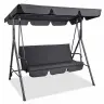 Three-person Garden Swing Rocking Cushions Mattress Gray