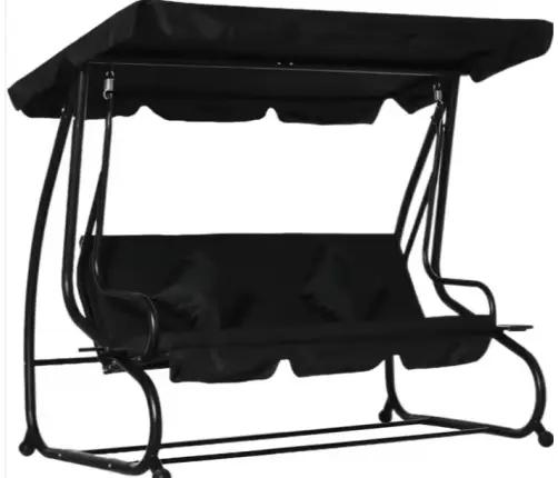 Four-person Garden Swing Rocking Canopy Freestanding Black