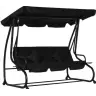 Four-person Garden Swing Rocking Canopy Freestanding Black