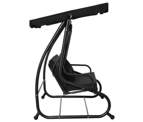 Four-person Garden Swing Rocking Canopy Freestanding Black