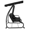 Four-person Garden Swing Rocking Canopy Freestanding Black