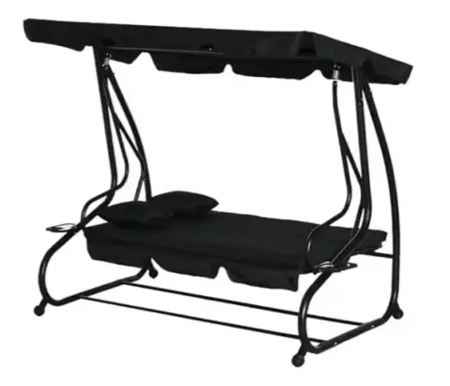 Four-person Garden Swing Rocking Canopy Freestanding Black